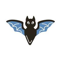 halloween bat flying flat style icon vector