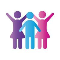 group of winners community figures degradient style icon vector