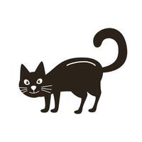 icono de estilo plano negro de gato de halloween vector