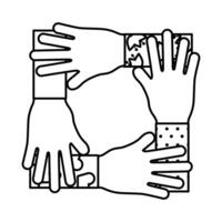 hands teamwork line style icon vector