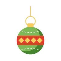 happy merry christmas ball hanging flat style icon vector