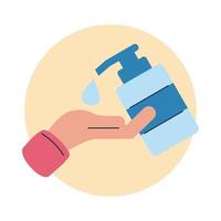 prevención covid 19 desinfectar las manos con gel antibacteriano vector
