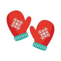 happy merry christmas gloves flat style icon vector