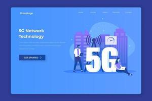 Flat illustration landing page of 5G network technology vector