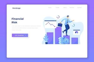 Flat illustration landing page of financial risk vector