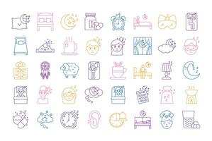 bundle of Insomnia line style icons vector