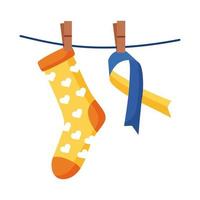 down syndrome campaign ribbon with sock flat style icon vector