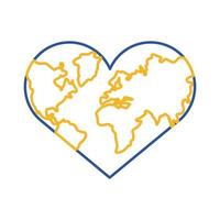 down syndrome earth with heart shape line style icon vector