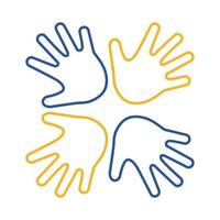 down syndrome hands around line style icon vector