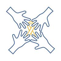 hands team with down syndrome campaign ribbon line style icon vector