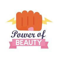 power of beauty feminism lettering flat style icon vector