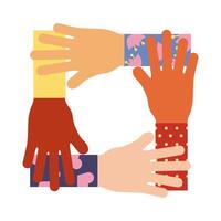 hands teamwork flat style icon vector