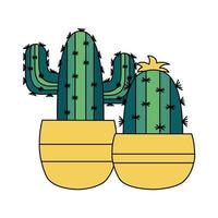 Isolated cactus inside pots vector design