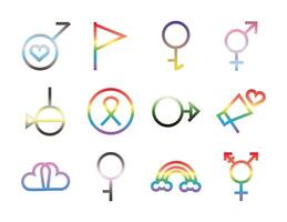 orientación sexual y conjunto de iconos de género vector