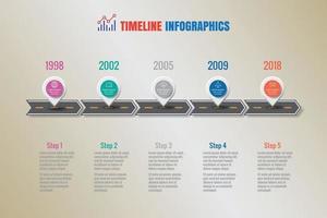 Iconos de infografía de línea de tiempo de hoja de ruta de negocios diseñados para elemento de plantilla de fondo abstracto proceso de diagrama moderno páginas web tecnología marketing digital presentación de datos gráfico ilustración vectorial vector