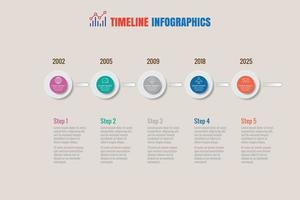 Business road map timeline infographic with 5 steps circle designed for background elements diagram planning process web pages workflow digital technology data presentation chart Vector illustration