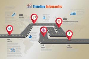 Señales de tráfico de negocios mapa infografía de línea de tiempo diseñada para fondo abstracto. plantilla hito elemento diagrama moderno tecnología de proceso marketing digital presentación de datos gráfico vector