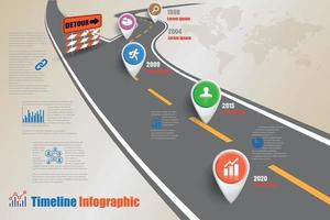 Señales de tráfico de negocios mapa infografía de línea de tiempo diseñada para fondo abstracto. plantilla hito elemento diagrama moderno tecnología de proceso marketing digital presentación de datos gráfico vector