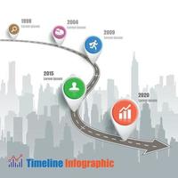 Business road map timeline infographic city designed for abstract background. Template milestone element modern diagram process technology digital marketing data presentation chart vector