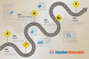 Señales de tráfico de negocios mapa infografía de línea de tiempo diseñada para fondo abstracto. plantilla hito elemento diagrama moderno tecnología de proceso marketing digital presentación de datos gráfico vector