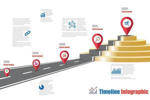 Illuminated 3d business timeline infographic road to reward podium. Designed for template milestone element, modern diagram process technology, digital data presentation chart. vector