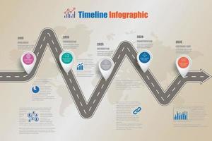 Iconos de infografía de línea de tiempo de mapa de carreteras de negocios diseñados para la plantilla de fondo abstracto. elemento diagrama moderno proceso páginas web, tecnología gráfico de presentación de datos de marketing digital vector