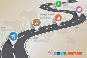 iconos de infografía de línea de tiempo de mapa de ruta de negocios diseñados para hito de plantilla de fondo abstracto. elemento diagrama moderno tecnología de proceso marketing digital presentación de datos gráfico vector