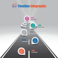 camino de hitos de infografía de línea de tiempo de mapa de carreteras de negocios al podio. diseñado para el gráfico de presentación de datos de marketing digital de tecnología de proceso de diagrama moderno. vector