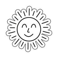 sun kawaii sticker line style icon vector