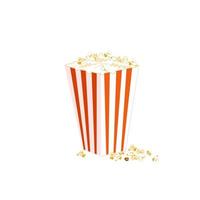 Vector single box with red stripes with popcorn