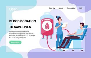 página de destino del donante de sangre vector