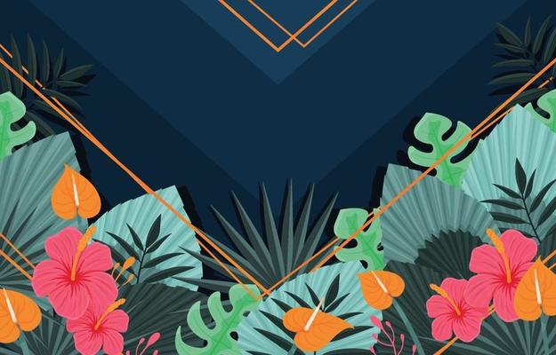 Tropical Floral Layering Background