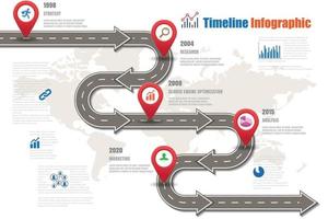 Iconos de infografía de línea de tiempo de mapa de carreteras de negocios diseñados para la plantilla de fondo abstracto. elemento diagrama moderno proceso páginas web, tecnología gráfico de presentación de datos de marketing digital vector