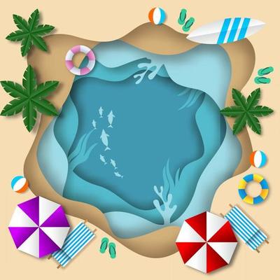 Summer Beach Paper Art Background