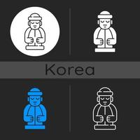 icono de tema oscuro de estatuas de la isla de jeju vector