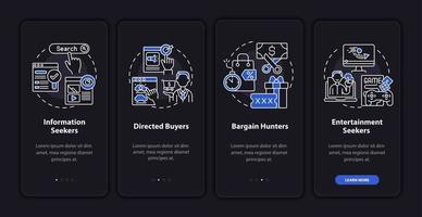Online purchaser behavior onboarding mobile app page screen with concepts vector