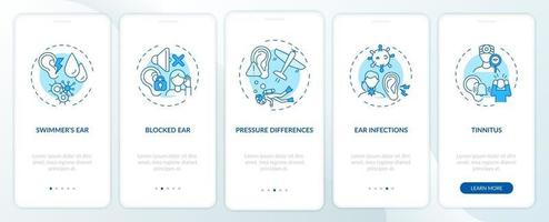 Ear conditions onboarding mobile app page screen with concepts vector