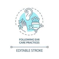 Following ear care practices concept icon vector