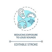 Reducing exposure to loud sounds concept icon vector