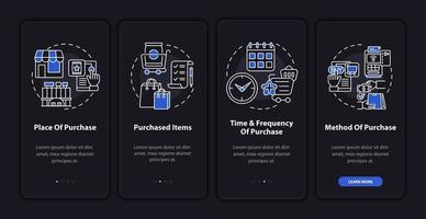 Consumer behavior patterns onboarding mobile app page screen with concepts vector