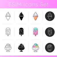 Ice cream types icons set vector