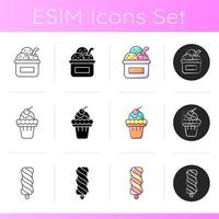 Ice cream variations icons set vector