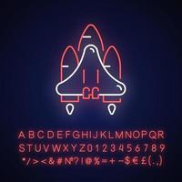 Space shuttle neon light icon vector