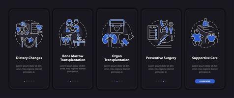 Genetic diseases treatment onboarding mobile app page screen with concepts vector