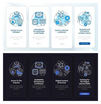 Digital inclusion onboarding mobile app page screen with concepts vector
