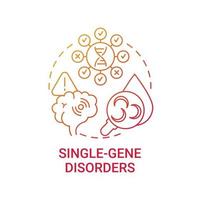 Single gene disorders red gradient concept icon vector