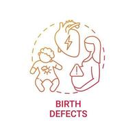 defectos de nacimiento, rojo, gradiente, concepto, icono vector