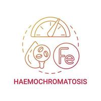 icono de concepto degradado rojo de hemocromatosis vector