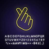 Finger heart neon light icon vector