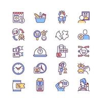 Consumer experience RGB color icons set vector